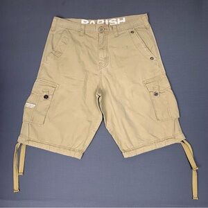 Parish Mens 100% Cotton Cargo Shorts Size 34 Tan Brown